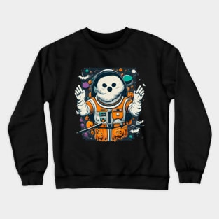 Funny Halloween Boo Ghost Pumpkin Astronaut Crewneck Sweatshirt